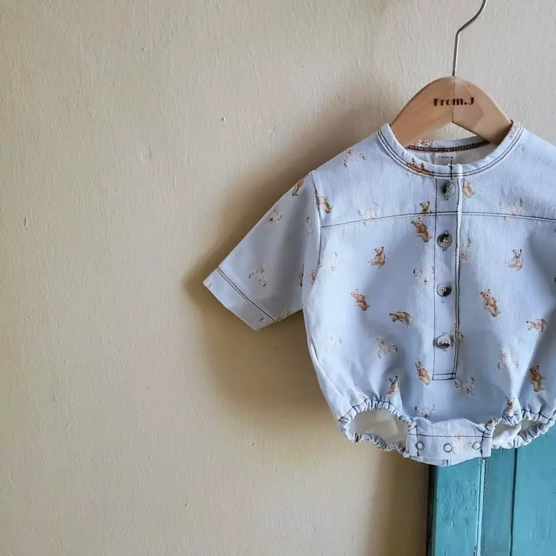 From J - Korean Baby Fashion - #onlinebabyshop - Teddy Bear Bodysuit - 3