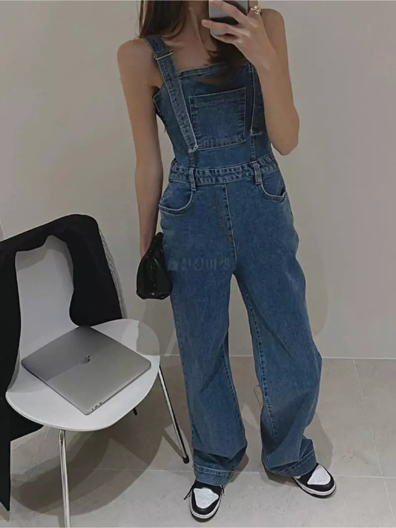 Gateless - Korean Women Fashion - #momslook - Denim Overall Pants