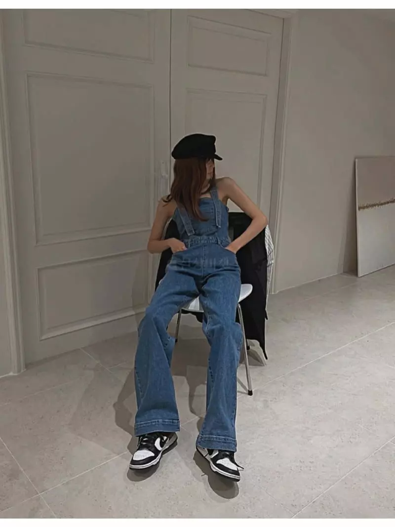 Gateless - Korean Women Fashion - #momslook - Denim Overall Pants - 2