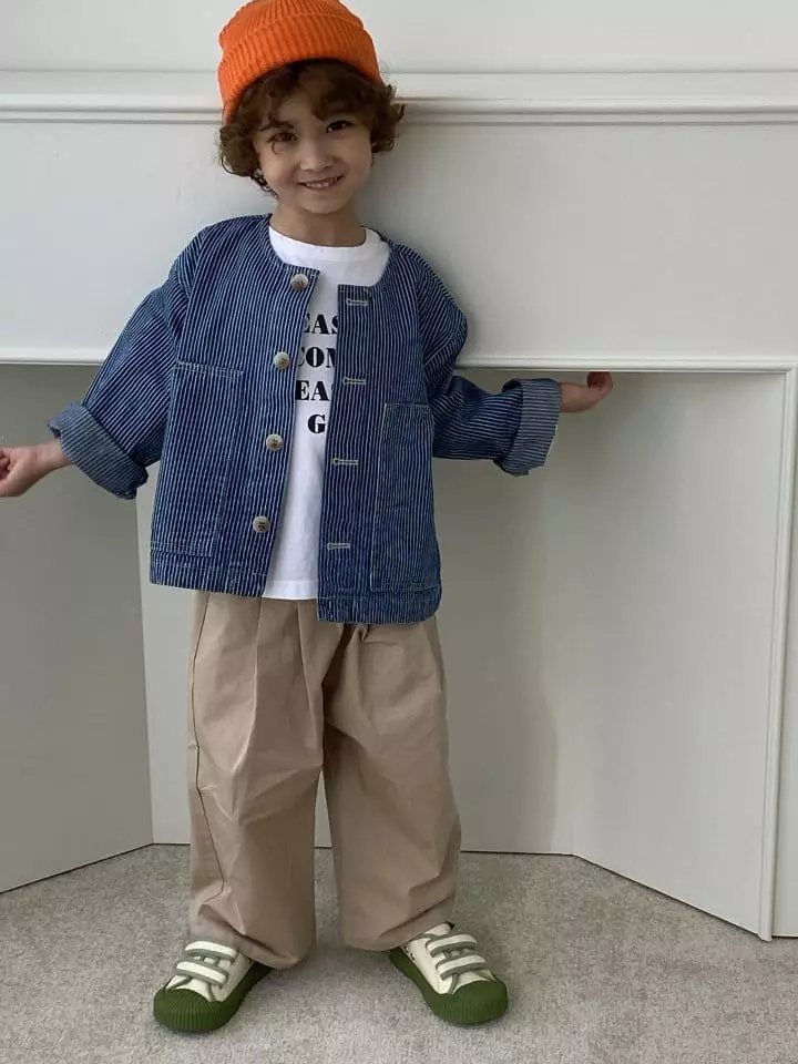 Green Tomato - Korean Children Fashion - #Kfashion4kids - Round Jacket Stripes - 2