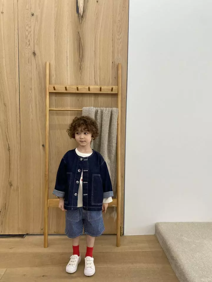 Green Tomato - Korean Children Fashion - #kidsstore - Round Jacket Denim