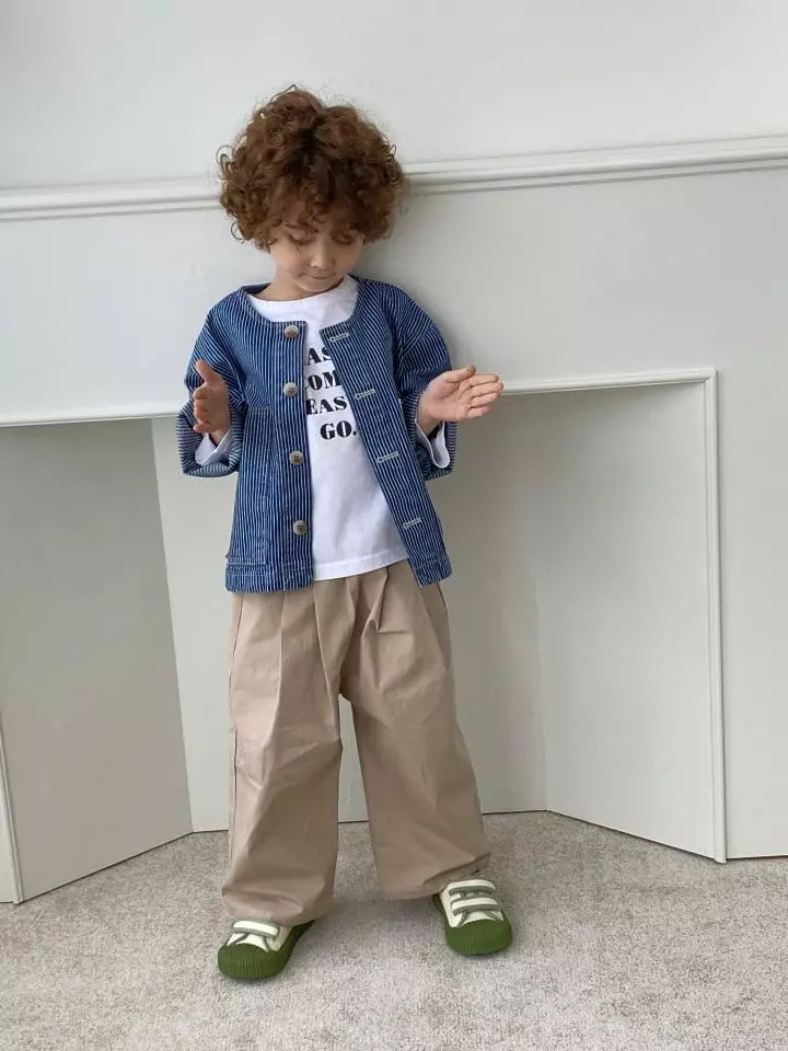 Green Tomato - Korean Children Fashion - #kidzfashiontrend - Round Jacket Stripes