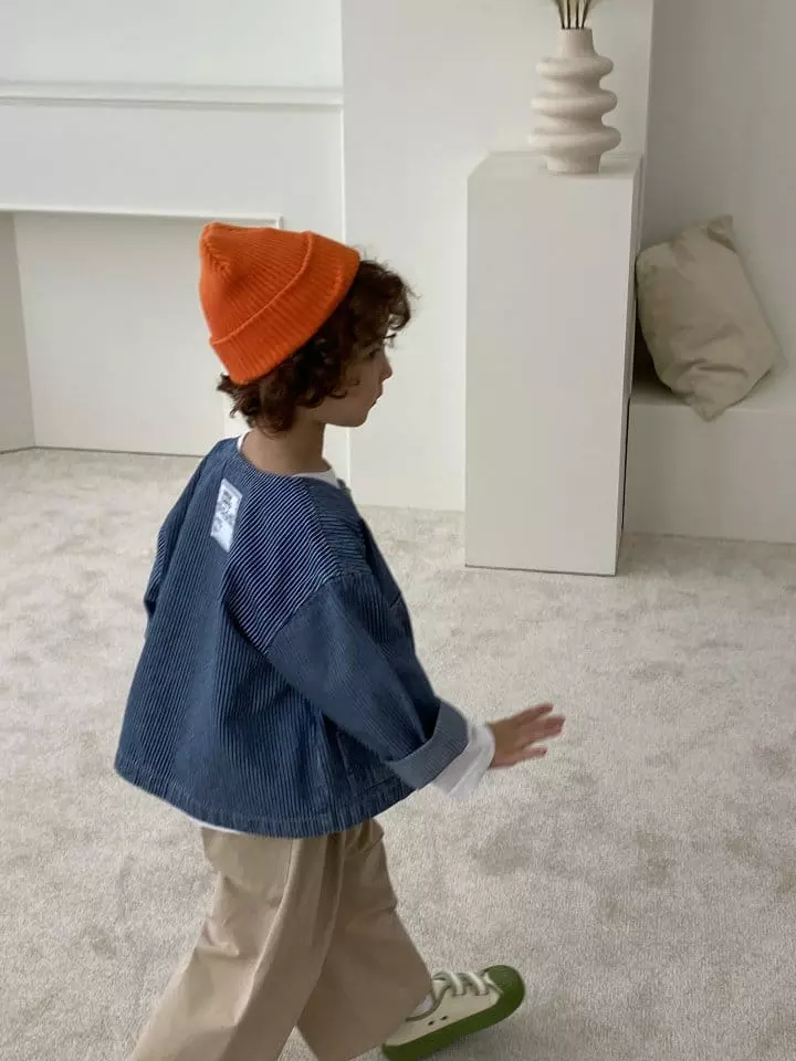 Green Tomato - Korean Children Fashion - #littlefashionista - Round Jacket Stripes - 4