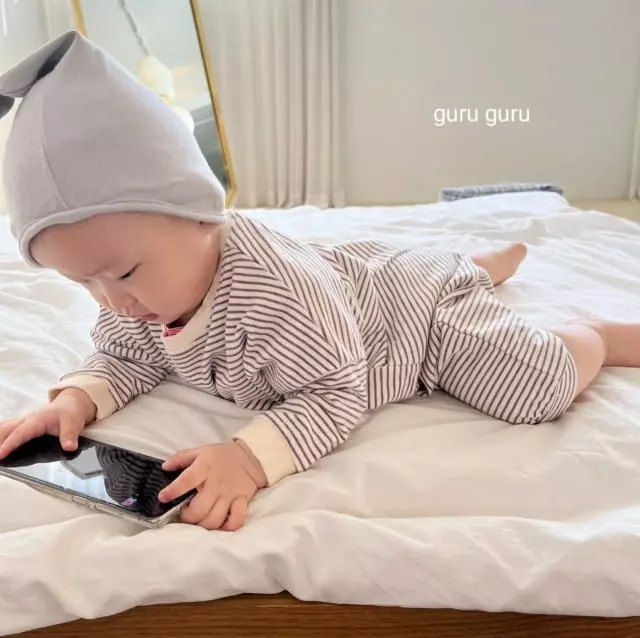 Guru Guru - Korean Baby Fashion - #babyclothing - Stripes Box Bodysuit - 12