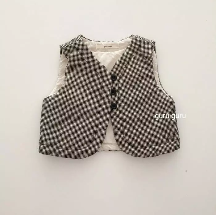Guru Guru - Korean Baby Fashion - #babygirlfashion - Check Vest - 2