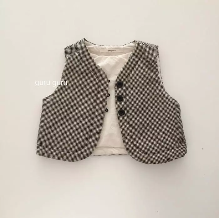 Guru Guru - Korean Baby Fashion - #babylifestyle - Check Vest - 3