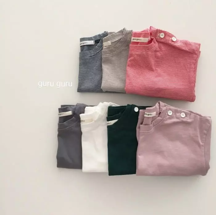Guru Guru - Korean Baby Fashion - #babyootd - Button Tee