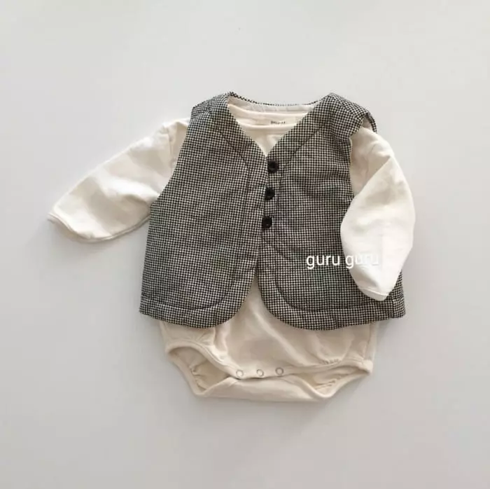 Guru Guru - Korean Baby Fashion - #babyootd - Check Vest - 5