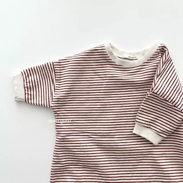 Guru Guru - Korean Baby Fashion - #babyootd - Stripes Box Bodysuit - 3