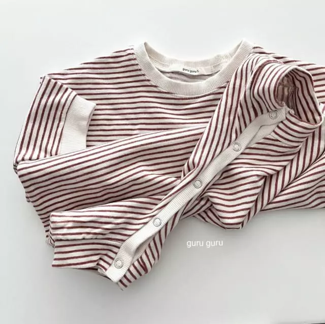 Guru Guru - Korean Baby Fashion - #babyootd - Stripes Box Bodysuit - 4