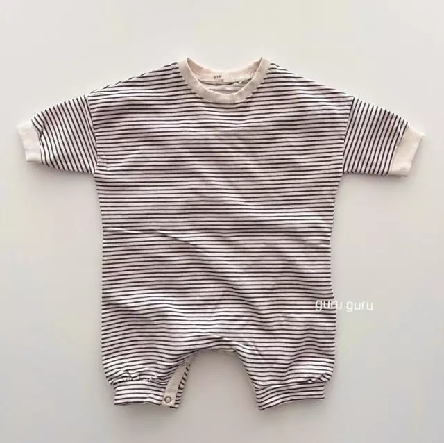 Guru Guru - Korean Baby Fashion - #onlinebabyshop - Stripes Box Bodysuit - 8