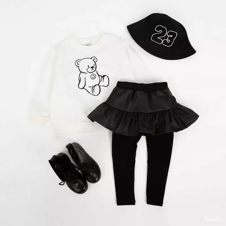 Hanab - Korean Children Fashion - #Kfashion4kids - Bear Black Top Bottom Set - 2