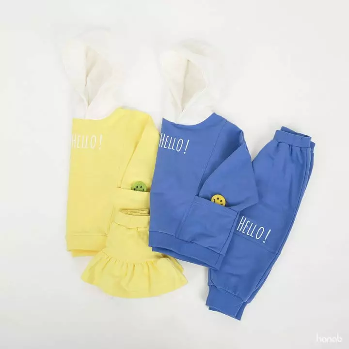 Hanab - Korean Children Fashion - #kidsshorts - Hello Hoody Bottom Set