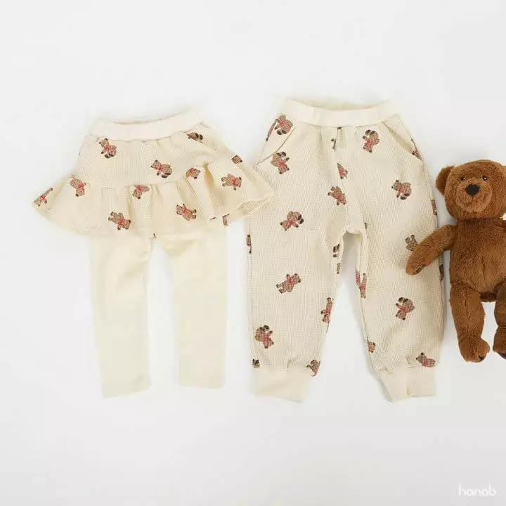 Hanab - Korean Children Fashion - #fashionkids - Bear Waffle Top Bottom Set - 4