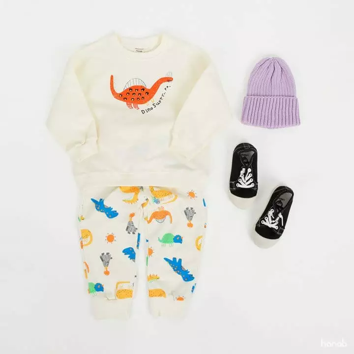 Hanab - Korean Children Fashion - #kidsshorts - Dino Top Bottom Set - 2