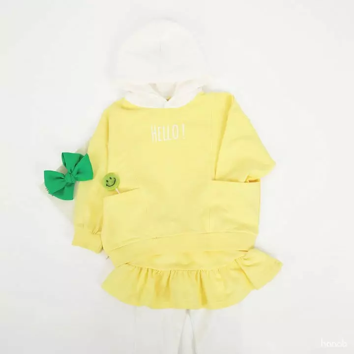 Hanab - Korean Children Fashion - #kidsstore - Hello Hoody Bottom Set - 2