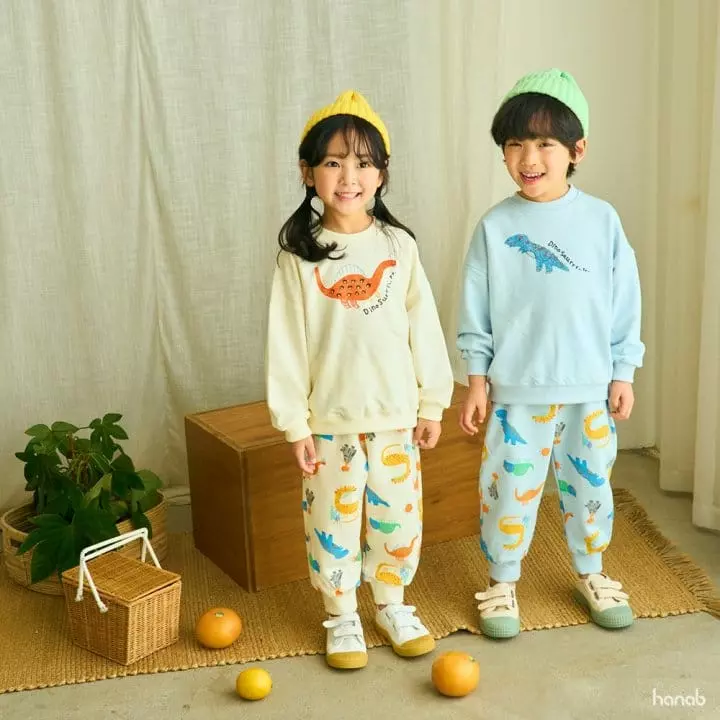 Hanab - Korean Children Fashion - #kidsstore - Dino Top Bottom Set - 3