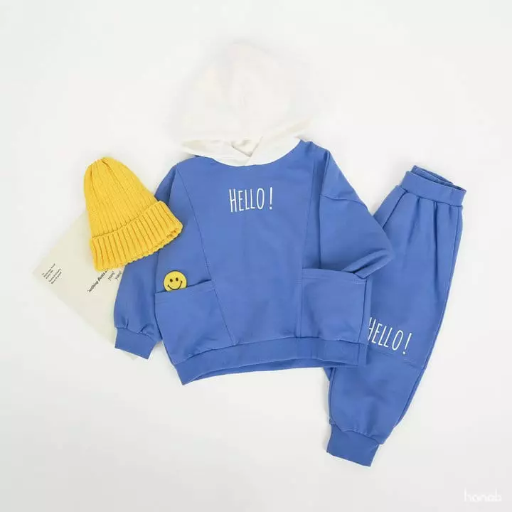Hanab - Korean Children Fashion - #kidzfashiontrend - Hello Hoody Bottom Set - 3
