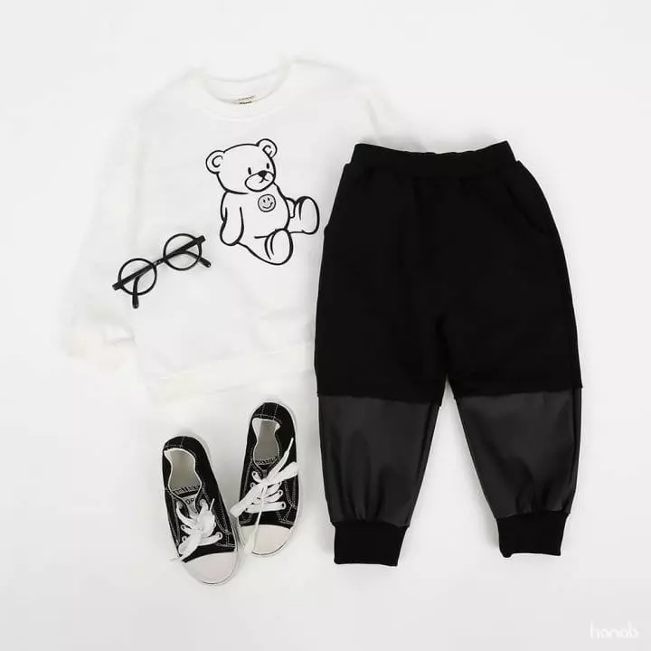 Hanab - Korean Children Fashion - #kidzfashiontrend - Bear Black Top Bottom Set