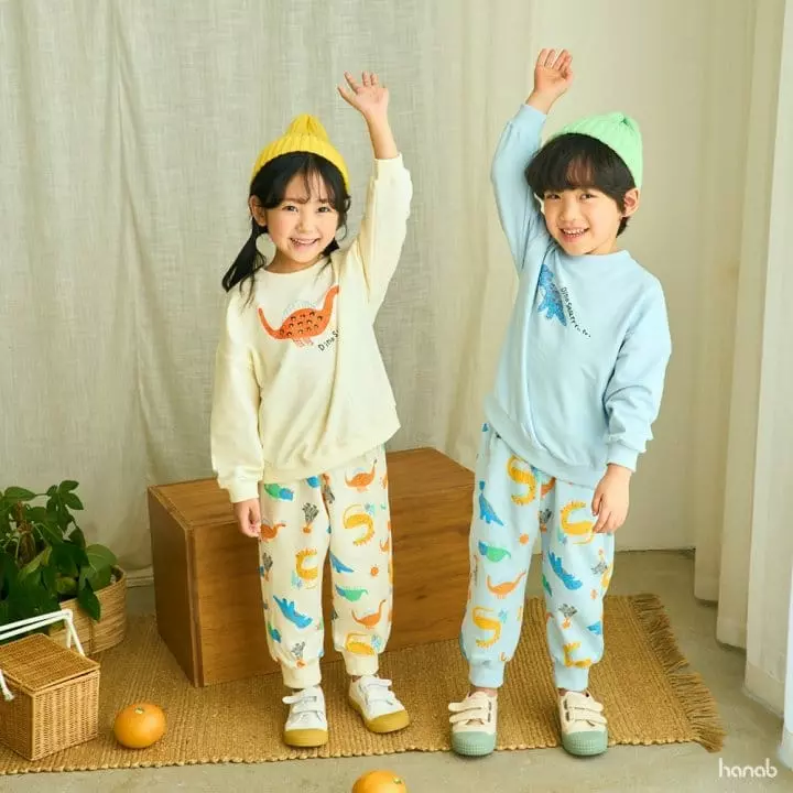 Hanab - Korean Children Fashion - #littlefashionista - Dino Top Bottom Set - 6