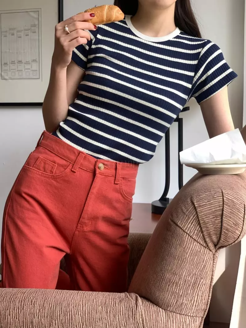 Hautte - Korean Women Fashion - #momslook - Punching Striped Tee