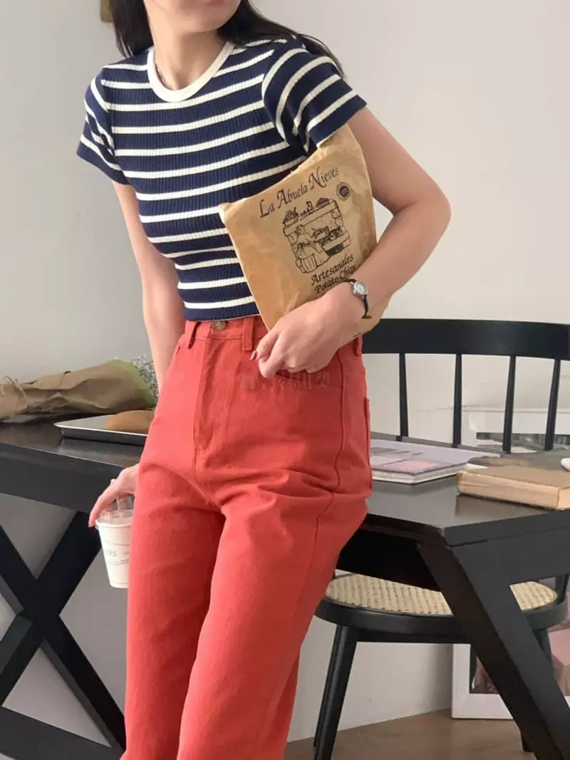 Hautte - Korean Women Fashion - #womensfashion - Punching Striped Tee - 2