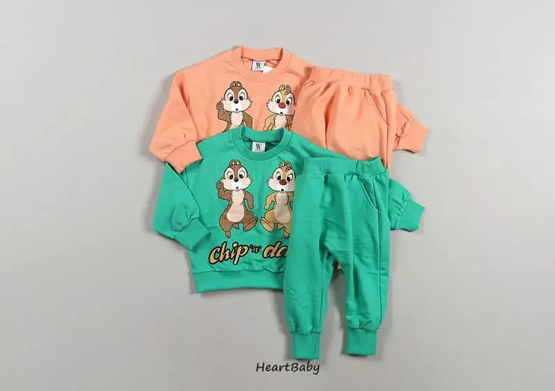 Heart Baby - Korean Children Fashion - #Kfashion4kids - Chip and Dale Top Bottom Set