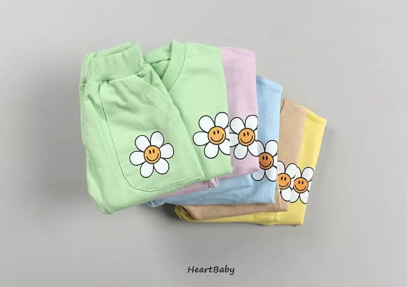 Heart Baby - Korean Children Fashion - #kidzfashiontrend - Sun Flower Top Bottom Set - 4
