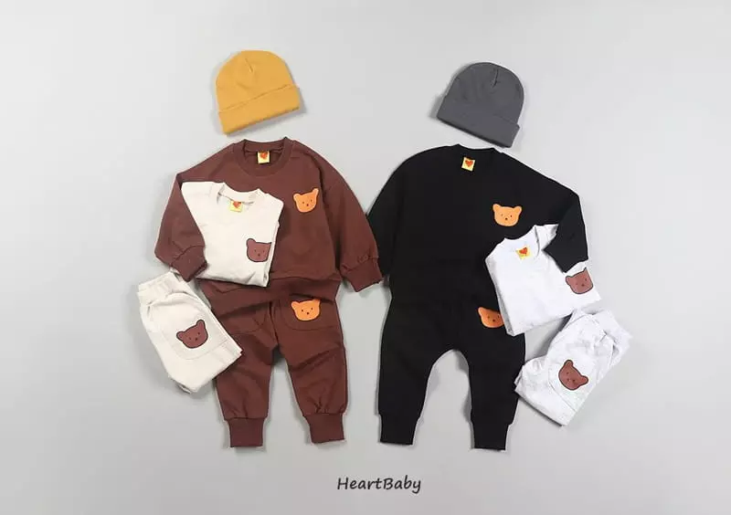 Heart Baby - Korean Children Fashion - #Kfashion4kids - Bear Top Bottom Set - 3