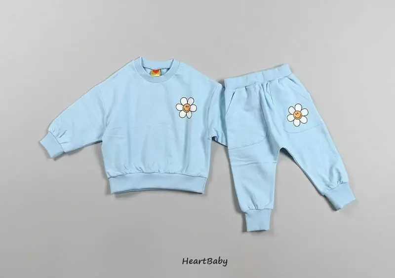 Heart Baby - Korean Children Fashion - #childofig - Sun Flower Top Bottom Set - 9