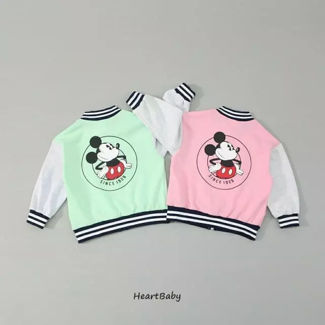 Heart Baby - Korean Children Fashion - #childrensboutique - Mickey Baseball Jumper - 5