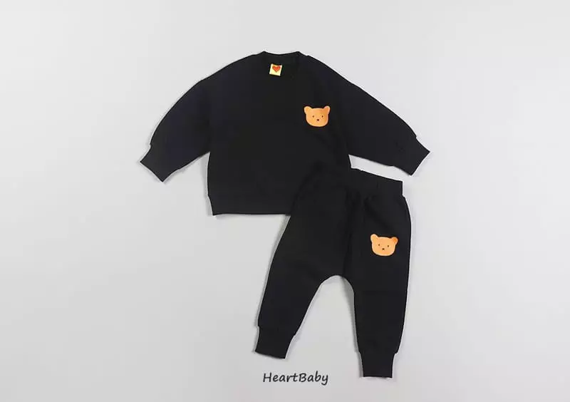 Heart Baby - Korean Children Fashion - #designkidswear - Bear Top Bottom Set - 11