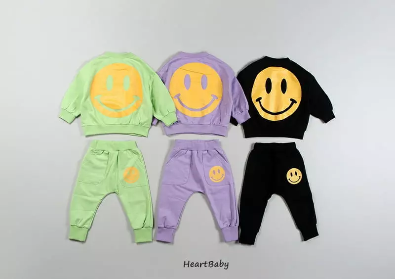 Heart Baby - Korean Children Fashion - #fashionkids - Smile Top Bottom Set