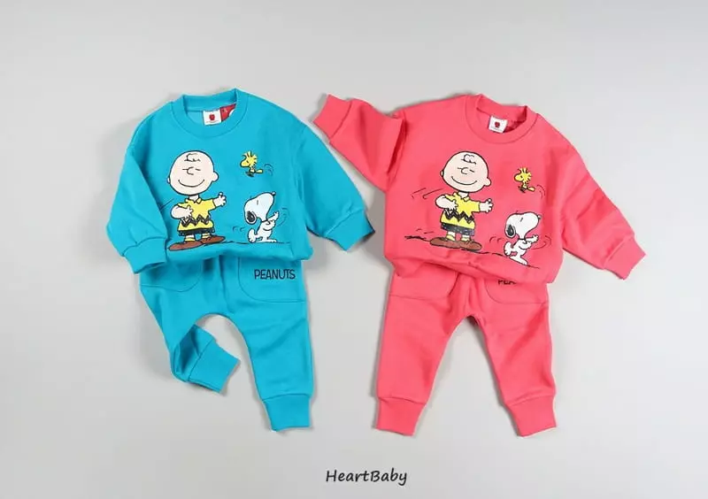 Heart Baby - Korean Children Fashion - #kidsshorts - Charlie Snooph Top Bottom Set - 3