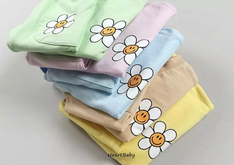 Heart Baby - Korean Children Fashion - #kidzfashiontrend - Sun Flower Top Bottom Set - 3