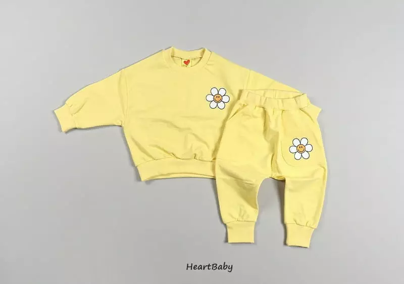 Heart Baby - Korean Children Fashion - #littlefashionista - Sun Flower Top Bottom Set - 5