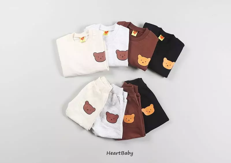 Heart Baby - Korean Children Fashion - #Kfashion4kids - Bear Top Bottom Set - 4