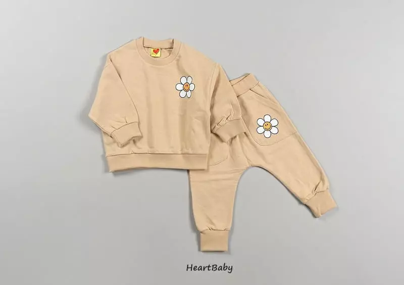 Heart Baby - Korean Children Fashion - #minifashionista - Sun Flower Top Bottom Set - 7