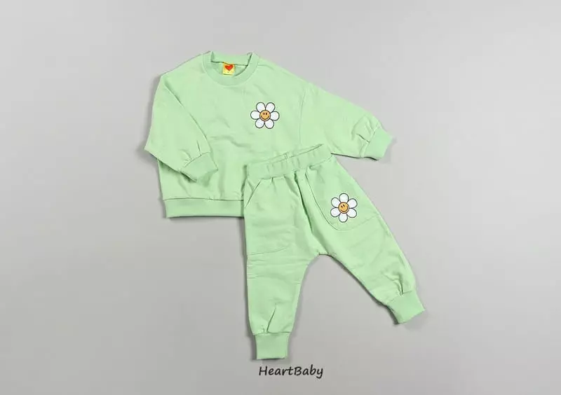 Heart Baby - Korean Children Fashion - #prettylittlegirls - Sun Flower Top Bottom Set - 8
