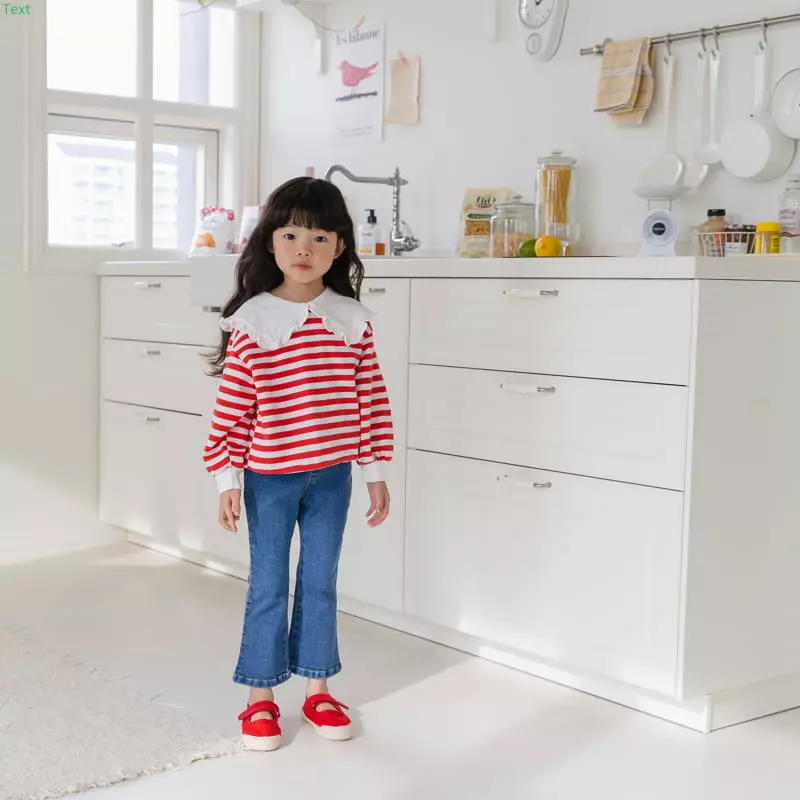 Honeybee - Korean Children Fashion - #discoveringself - Stripes Collar Frill Tee - 3