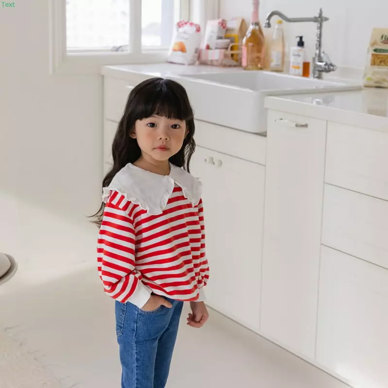 Honeybee - Korean Children Fashion - #kidsstore - Stripes Collar Frill Tee - 6