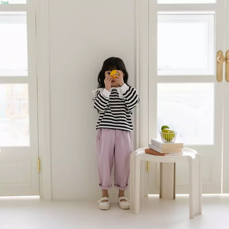 Honeybee - Korean Children Fashion - #prettylittlegirls - Stripes Collar Frill Tee - 12