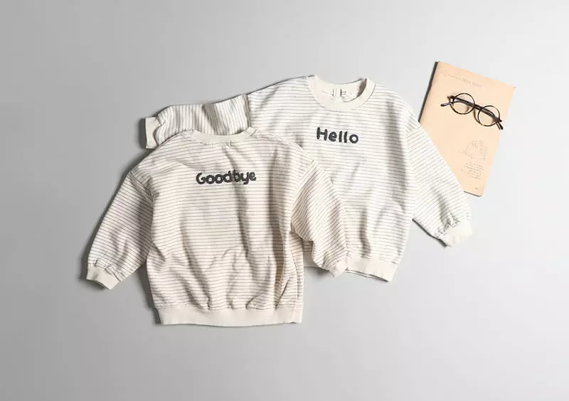 Hyvaa - Korean Children Fashion - #kidsstore - Hellow Stripes Sweatshirt