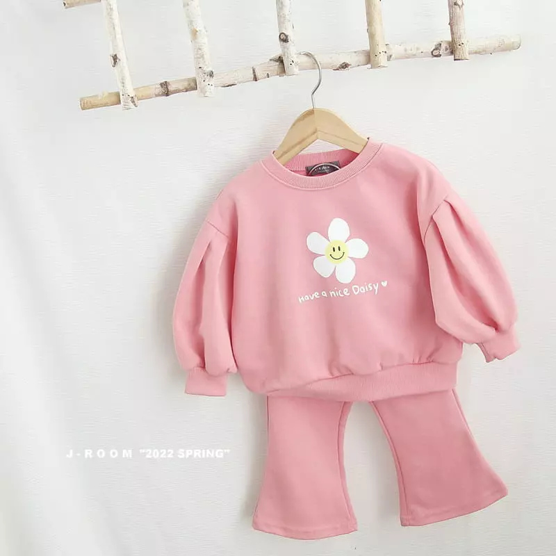 J-Room - Korean Children Fashion - #discoveringself - Flower Bootscut Top Bottom Set - 3