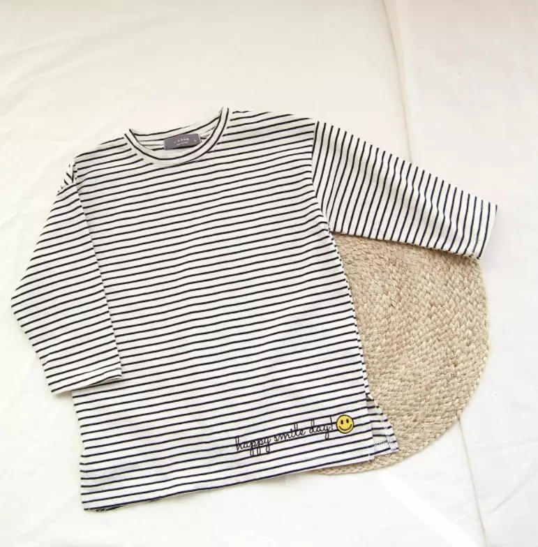J-Room - Korean Children Fashion - #kidsstore - Embroidery Slit Tee Stirpes - 8