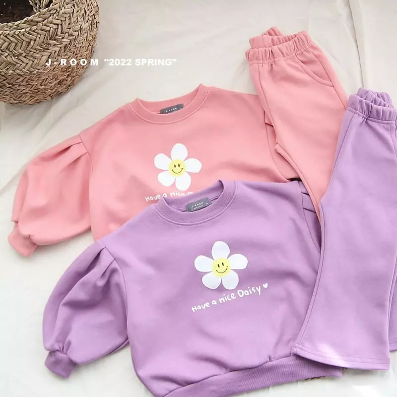J-Room - Korean Children Fashion - #kidzfashiontrend - Flower Bootscut Top Bottom Set - 7