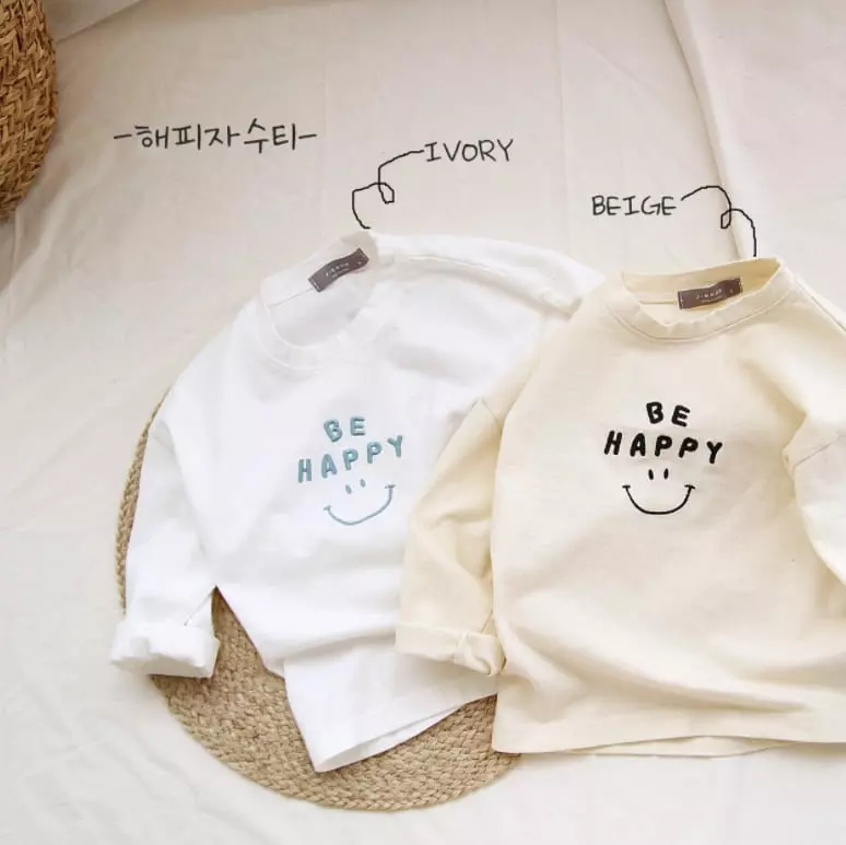 J-Room - Korean Children Fashion - #stylishchildhood - Happy Embroidery Tee - 9