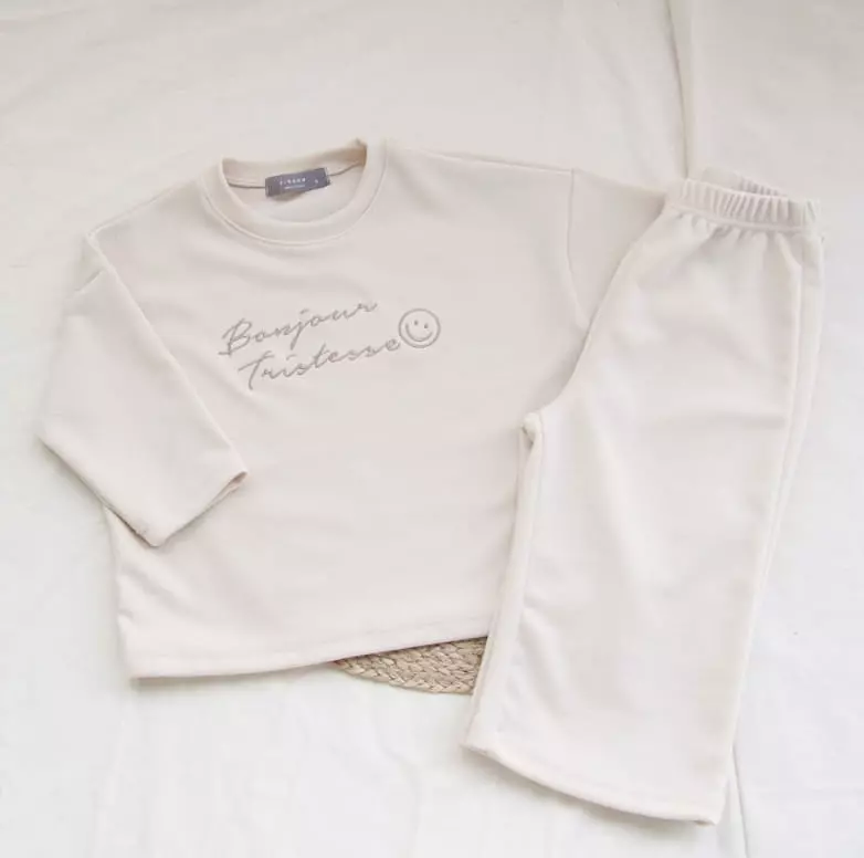 J-Room - Korean Children Fashion - #prettylittlegirls - Paper Embroidery Top Bottom Set - 4