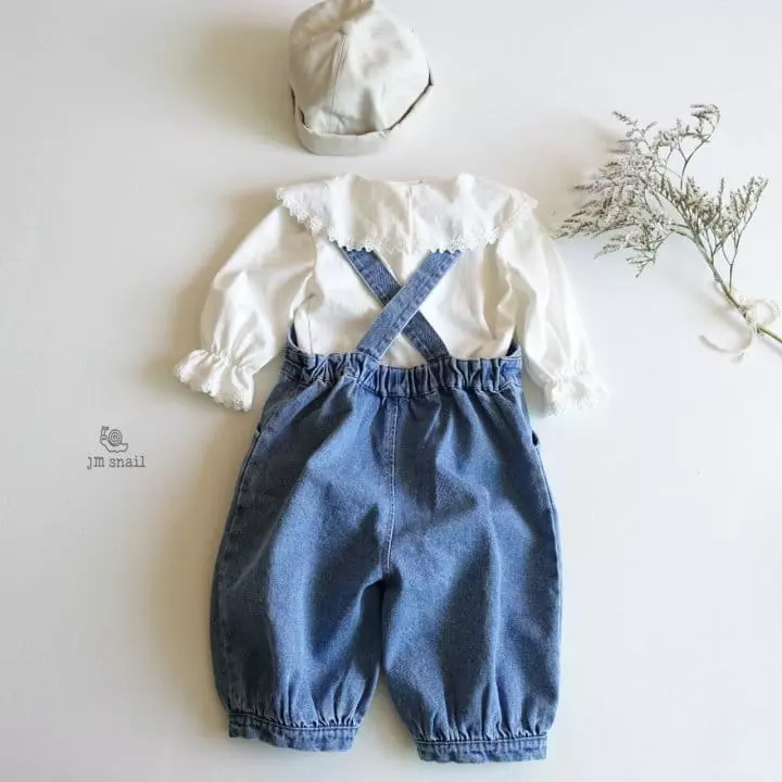 JM Snail - Korean Children Fashion - #Kfashion4kids - Denim Dungarees Pants - 5