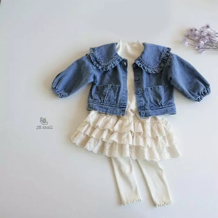 JM Snail - Korean Children Fashion - #childofig - Collar Frill Denim Jacket - 7